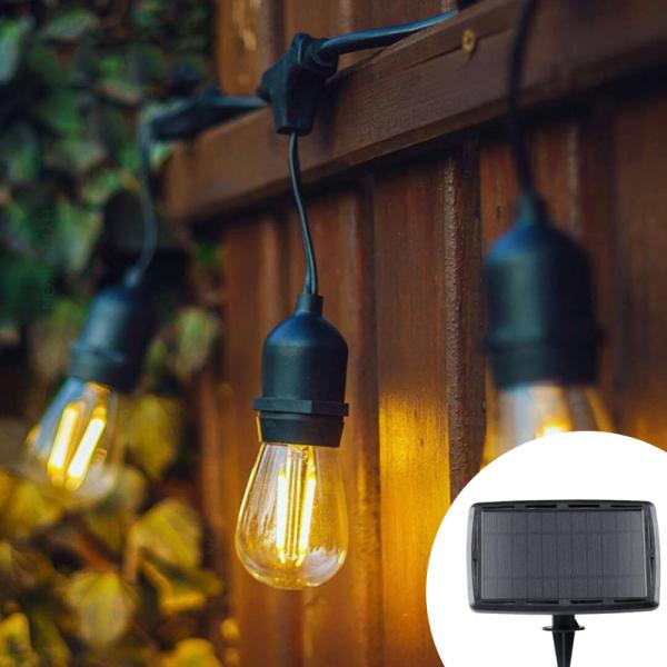 Solar String Lights S14 LED Bulbs Decorative Outdoor Garland Wedding 12 Bulbs Light Waterproof Decor For Party Yard Fairy Light