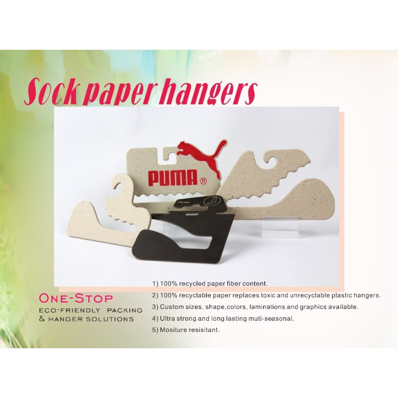 Eco Friendly 100% Recycled Cardboard Hooks Paper Socks Hanger Customized Size