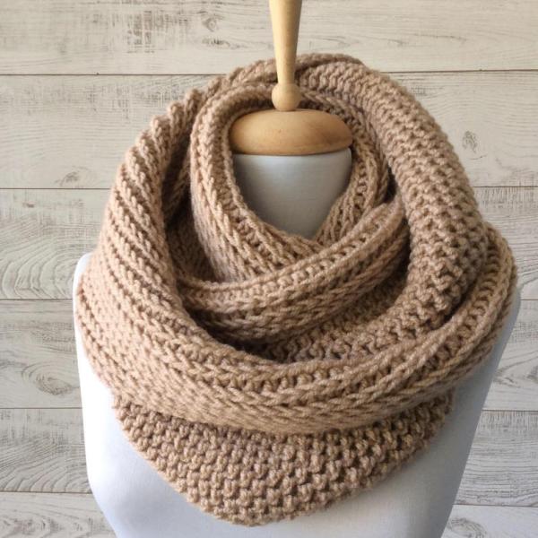 Y-Z Soft Acrylic and Wool Yarn Infinity Winter Cowl Knit Man Women Many Colors Chunky Scarf