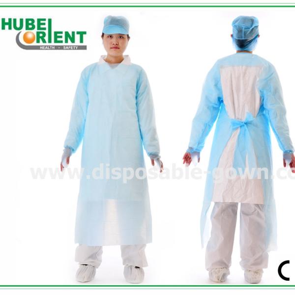 Vestidos desechables antibacterianos CPE con puños de pulgar