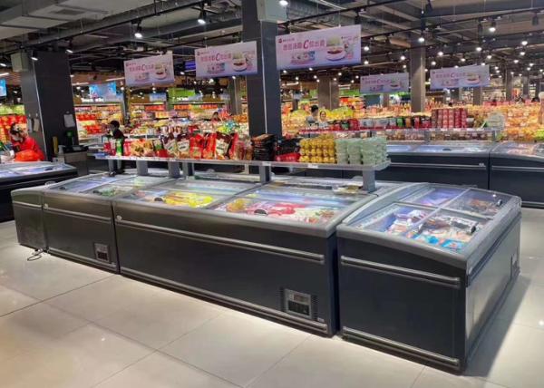 Supermarket Glass Door Chest Deep Freezer Food Display Merchandise Refrigerator 1040L