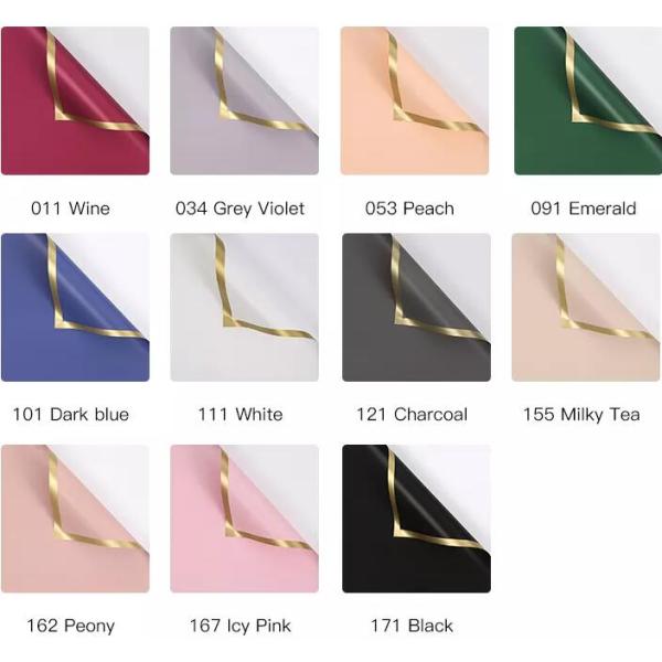 Упаковочная бумага флориста Matt обруч букета 50 микронов покрывает с золотой границей