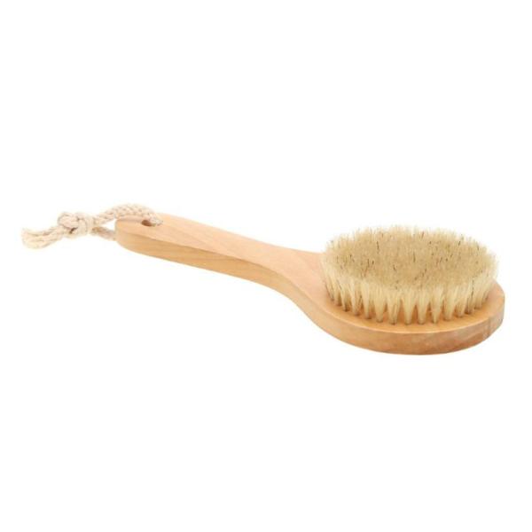 Soft Natural Bristle Bath Brush Exfoliating Wooden Body Massage Shower Brush