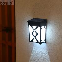 Decoração de parede exterior Iluminação solar de parede com cor RGB âmbar