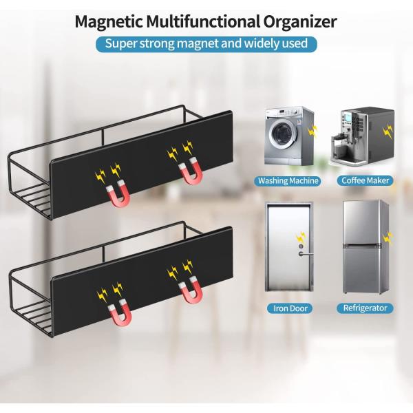 Single Tier Magnetic Spice Storage Racks in Black Color for Kitchen Organization