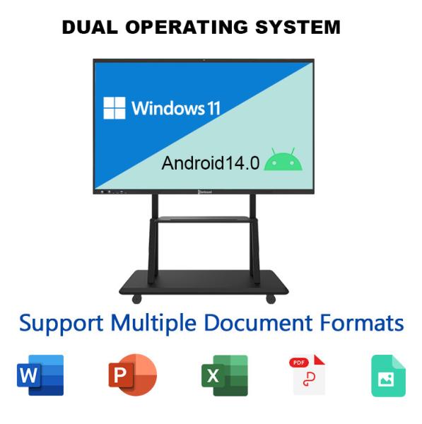 75 Inch 4K HD Interactive Smart Board Touch Screen Digital Boards Teaching Aids Dual System Android Win11 for School/Office