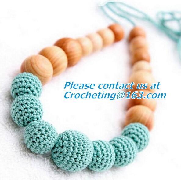 crochet necklace, New Chunky crochet necklace, Mint blue and cream nursing necklace