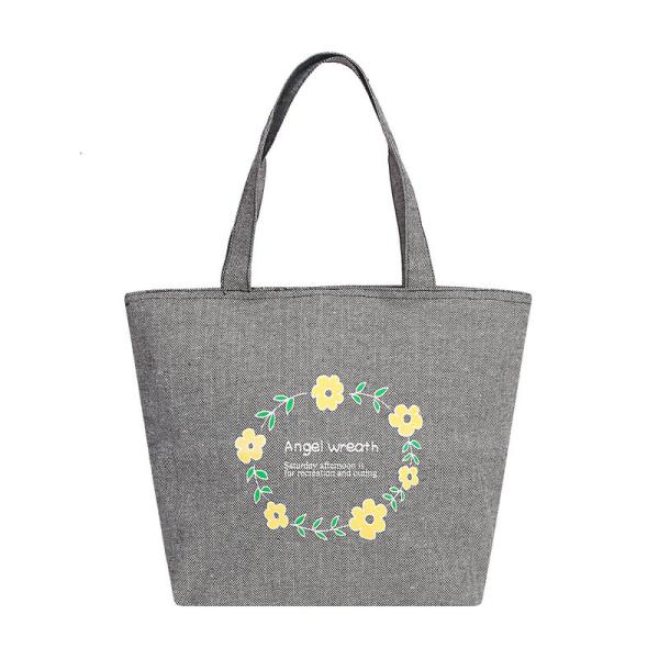Daisy Pattern Waterproof Reusable Grocery Tote Open Bucket Shoulder Shopping Bag