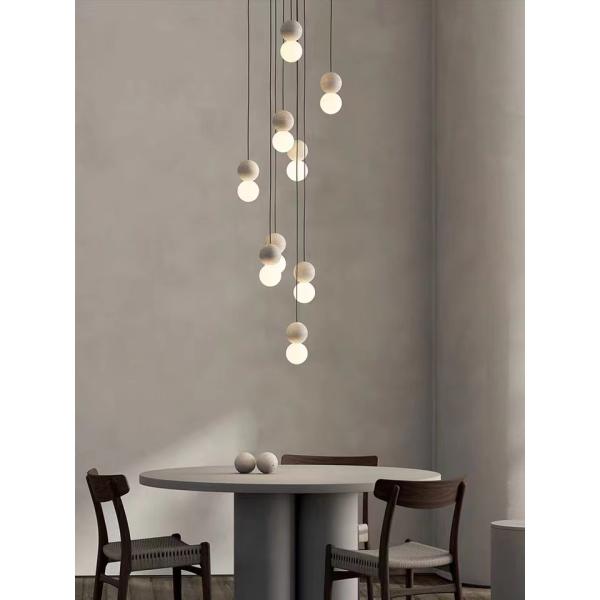 Opal White Glass Ball Light Glass Chandelier Ball Hanging Lamp Ball Light Glass Cement Pendant Lamp