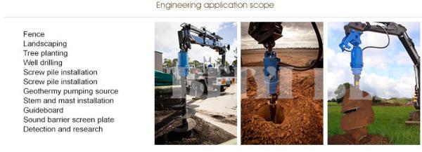 Photovoltaic engineering Hydraulic rock driill Long Spiral soil Drilling Augers , hydraulic ground hole drill earth auge