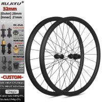 RUJIXU Factory 700c 32mm Carbon Clincher Disc Brake Wheelset 24 Holes MC-2/R 240/RD-36T Tubeless Road Bike Wheels