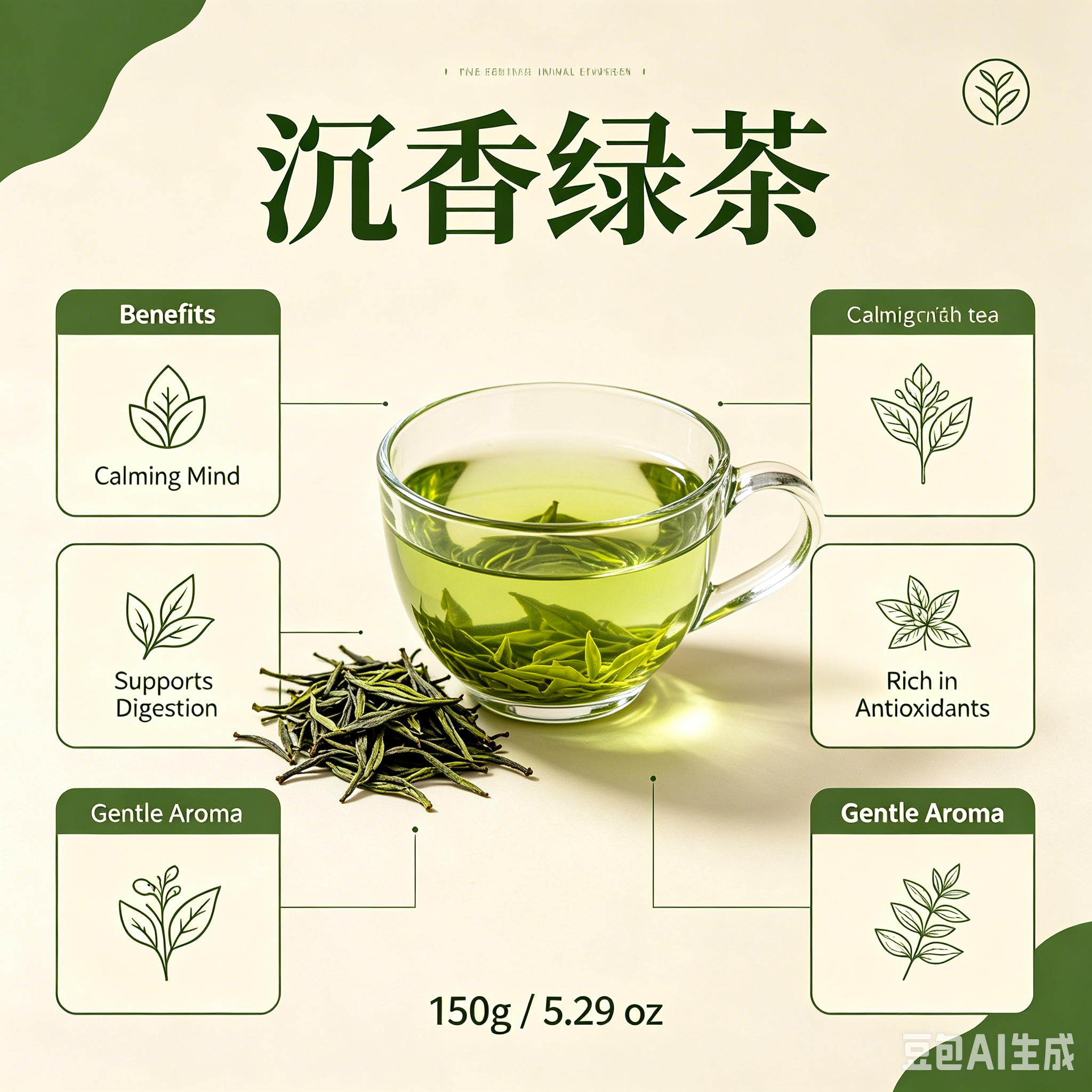 Premium 150g Wild Agarwood Green Tea, Natural Organic Oud Leaf Blended Loose Tea, Stress Relief Healthy Daily Drink