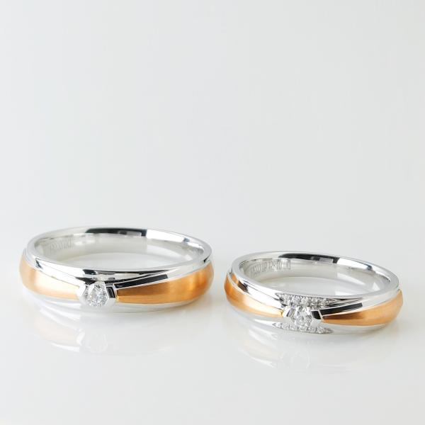 18k Two Color Chain Design OEM ODM Couple Diamond Rings