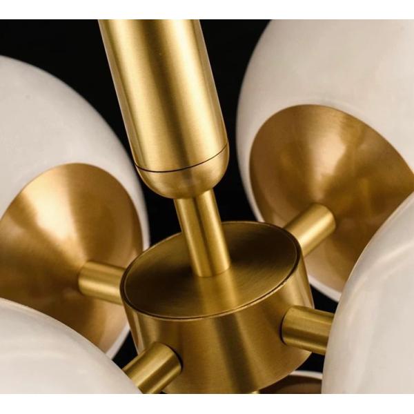 Luxury Home Decoration Alabaster Ball Modern Nordic Copper Chandelier Pendant Lights For Living Room Restaurant