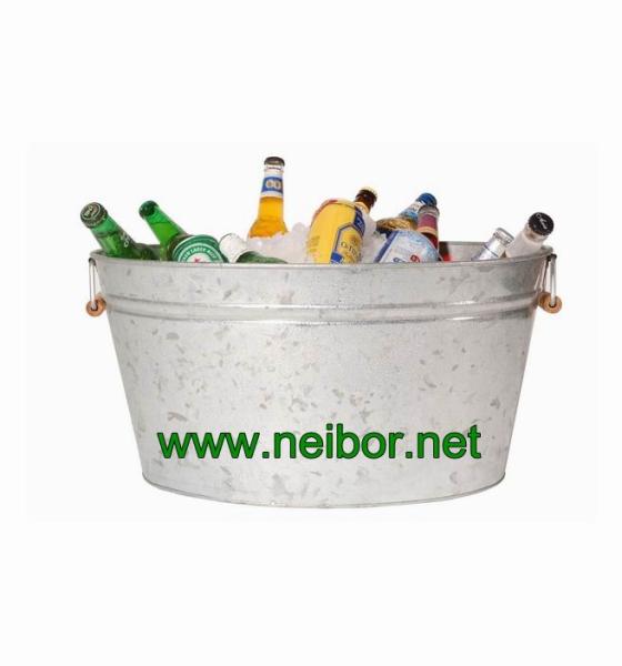 large galvanized steel  metal oval beer bucket oval tub oval basin beer cooler 40Litres