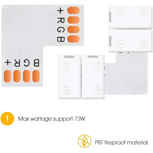 L-Shaped Corner Led Strip Connector Solderless 5050 Rgb Ip20 4 Pin