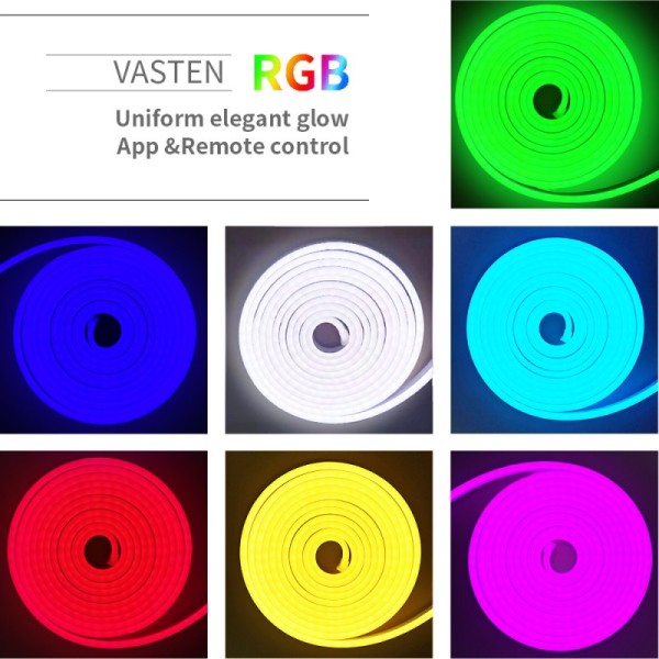 RGB LED Neon Flex neon light strip with 5050 PLCC 6 SMT LEDs offering three times brightness compared to older LED versions