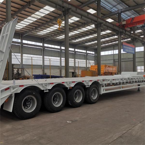 40-100ton Load 4 Axle Low Bed Semi-Trailer with 16 Tires and 12R20 Tire Model JOST Kingpin Bolted or Welded