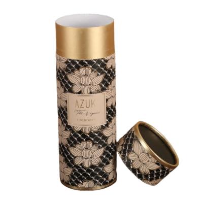 Biodegradable Tea Cylinder Round Gold Stamping Food Paper Tube For Leaf Tea