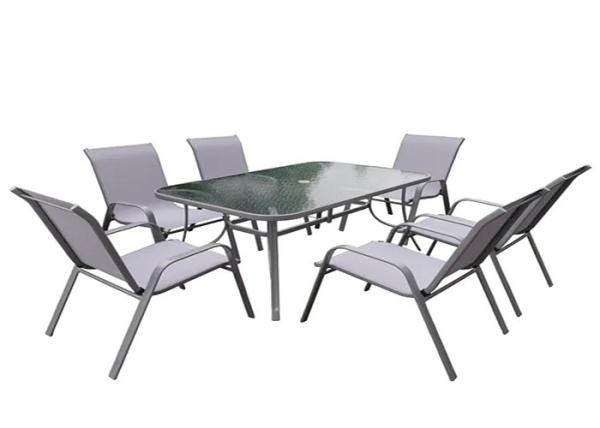 Rustproof Steel Dining Garden Patio Outdoor Furniture Set 2 X 1 Textilen 7pcs