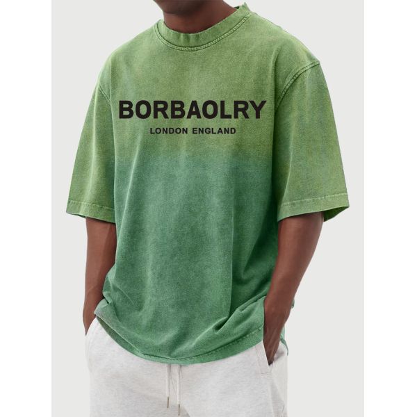 Personalized Street Men's Washed Gradient Short-sleeved T-shirt Casual Men's Tops Summer Clothing Wholesale