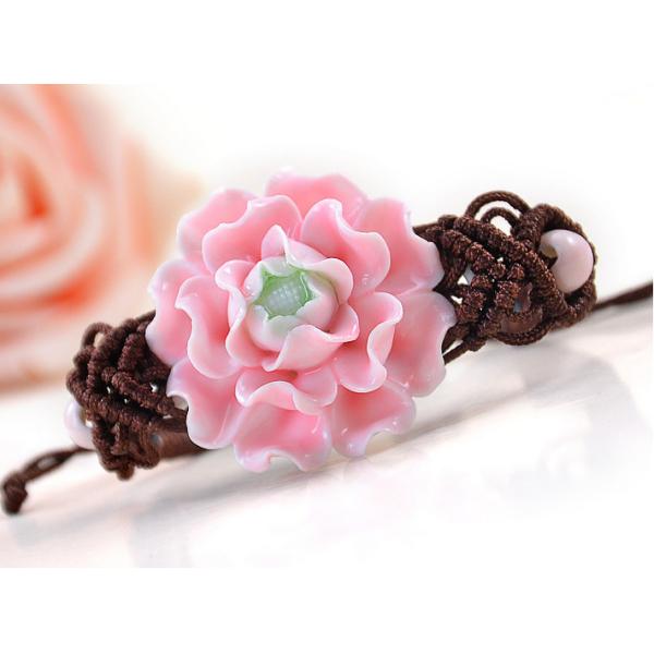 Peony ceramic bracelet A-105 vintage handmade bracelet gift