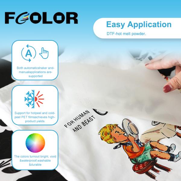 FCOLOR PET Transfer Film Hot Melt White DTF Powder Adhesive Glue For T Shirt Printing