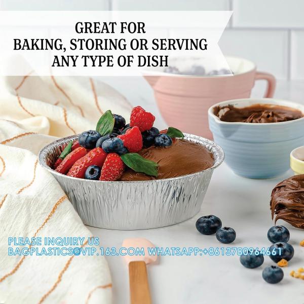 6.5'' Inch Round Tin Foil Pans Disposable Aluminum, Freezer & Oven Safe - For Baking, Cooking, Storage, Roasting