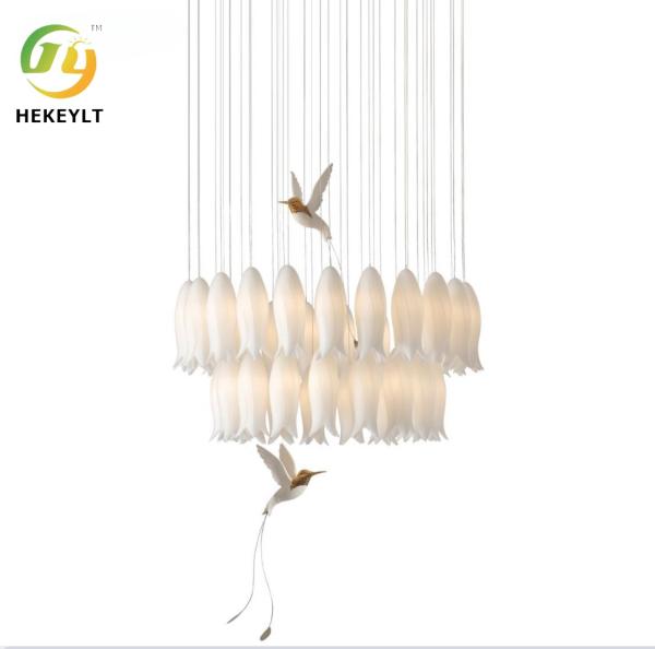 Luz frente e verso cerâmica luxuosa da sala de jantar da sala de visitas de Tulip Bird Chandelier Staircase Villa