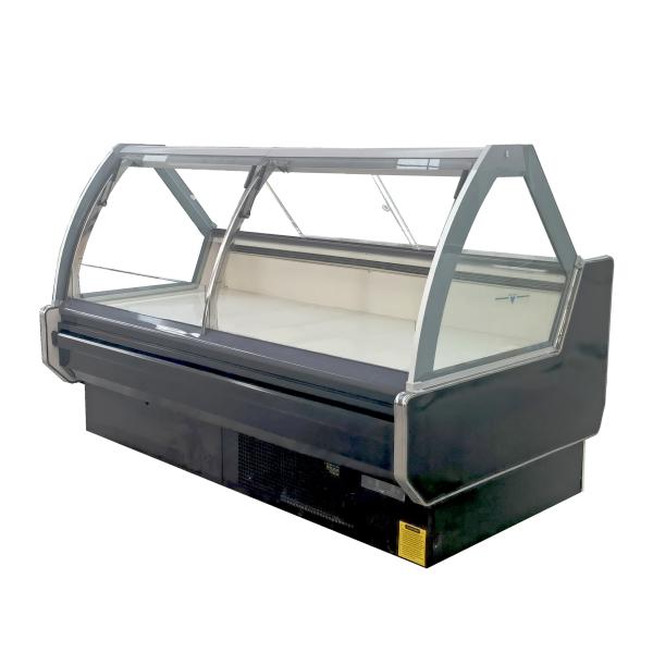 Refrigerador refrigerado de poupança de energia comercial de alta qualidade da exposição com elevador-acima/Front Curved Glass Doors do deslizamento para peixes