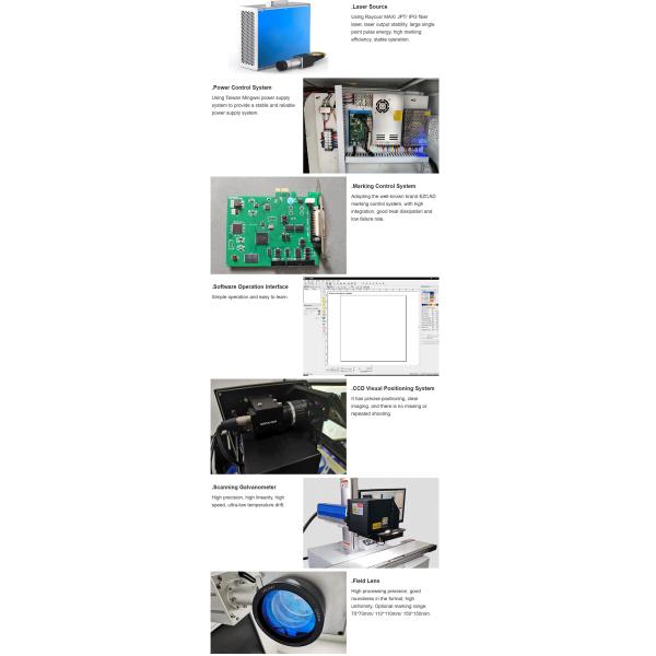 Fst Working Accuracy Hong Meng 20w 30w Ccd Fiber Optic Vision Positioning Laser Marking Machine with Conveyor Belt