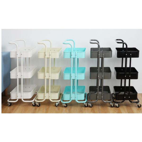 Anti Abrasion Three Tier Storage Trolley , H74cm Bathroom Storage Trolley