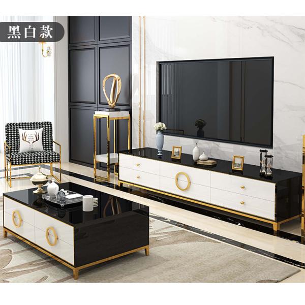 Stainless Steel TV Stand And Coffee Table Set Luxury Living Room Furniture