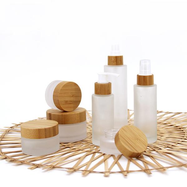 Опарник косметики сливк крышки стеклянных косметических контейнеров бамбуковый косметический упаковывая бамбуковый