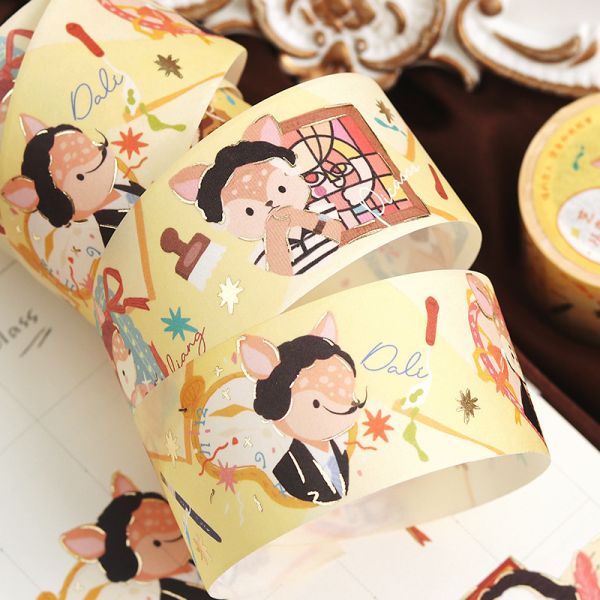 High Quality Custom Gold for Washi Tape Stickers Water Activated Adhesive 10mm Width 5m Length Flower Handbook Acrylic Stickers