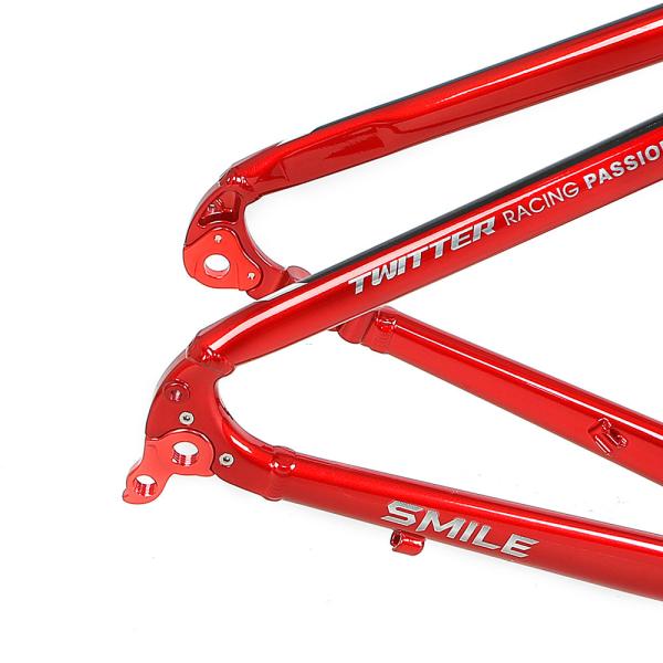 700C através de Axle Alloy Gravel Bike Frameset vermelho com freio de disco