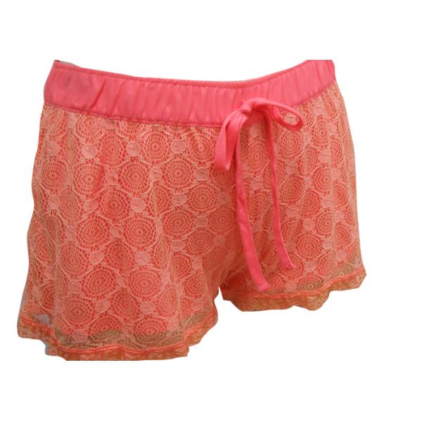 Silky Feeling Ladies Casual Shorts , Women'S Plus Size Elastic Waist Shorts Lace Layer
