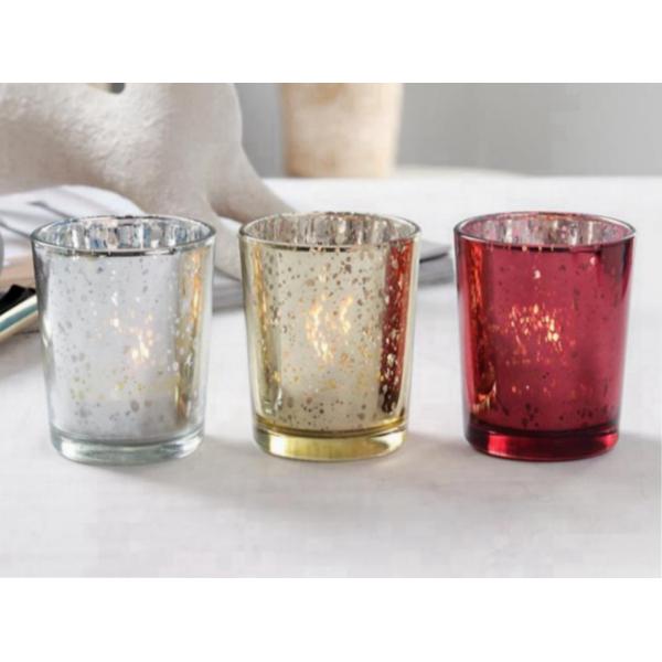 Christmas Tea Light Mercury Glass Votive Candle Holders 82ml Customized Color