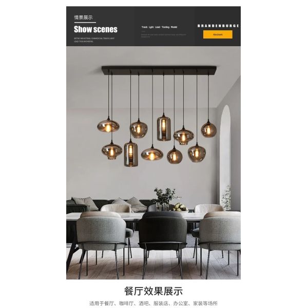 Modern Glass Chandeliers For Dining Tables Living Room Kitchen Office Coffee Hanging Lamp (WH-AP-679)