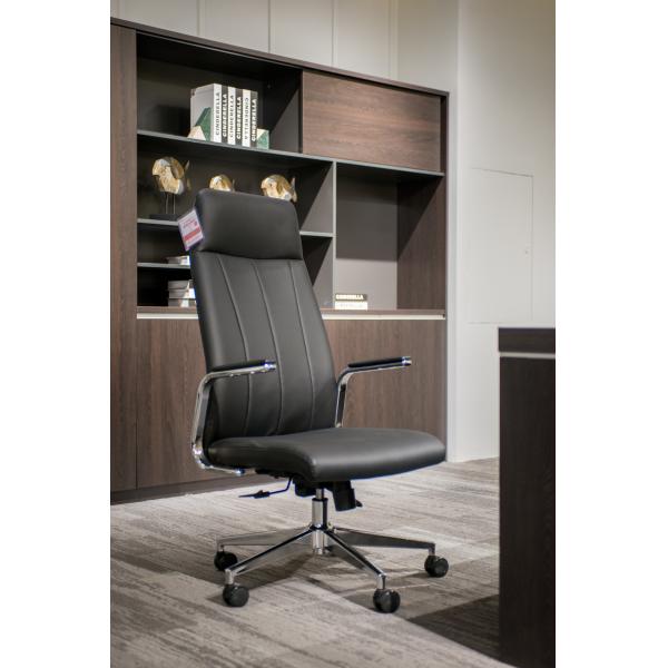 Black PU Leather Revolving Chair Executive Manager Office Chair