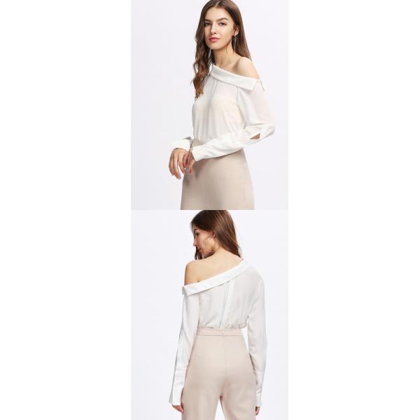 Tops de la blusa de las mujeres elegantes con el cuello asimétrico