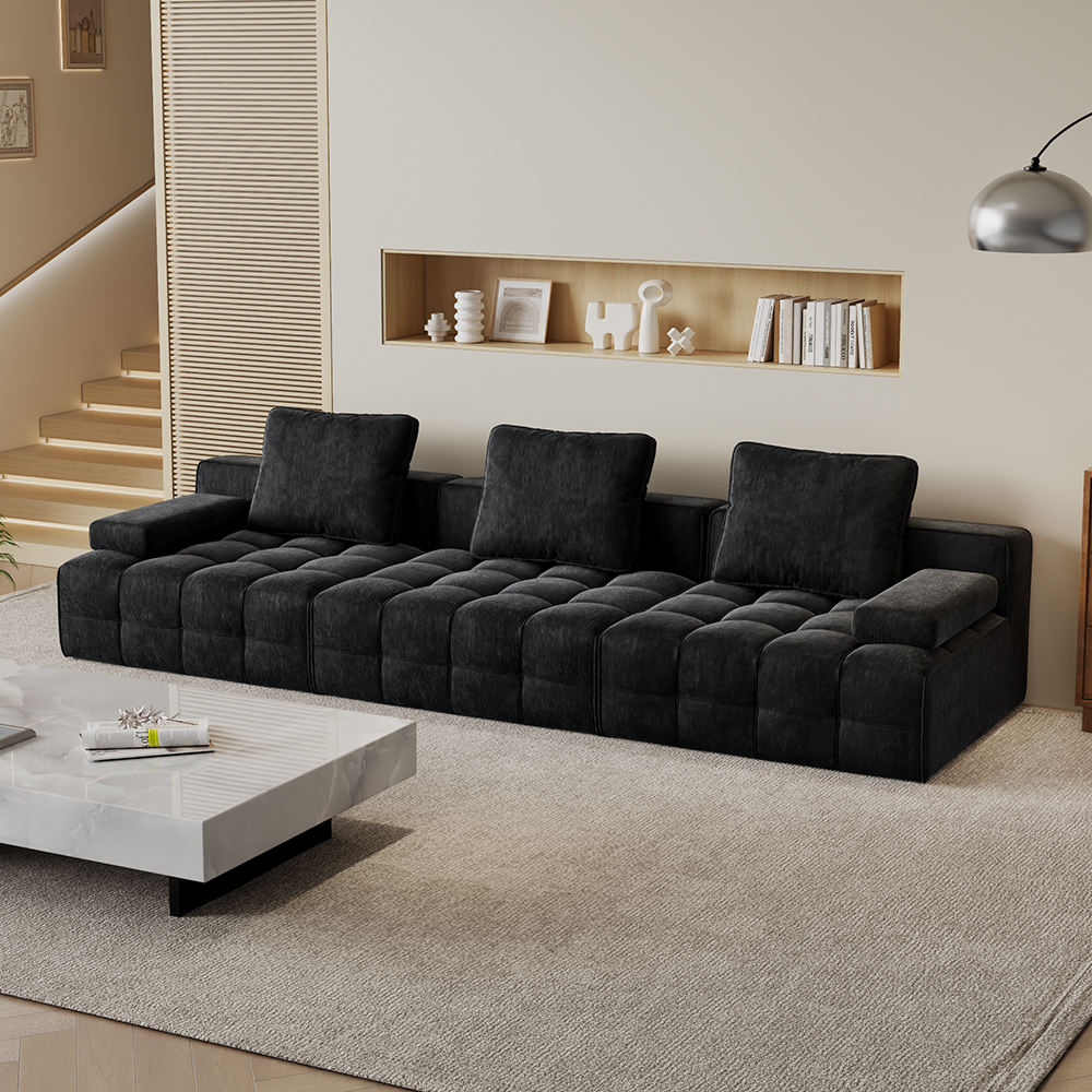 Custom Modular Fabric 35D Sponge Upholstered Reclining Sofa Bed Sectional Couch Compressed Sofa for Home Apartment Villa Modern