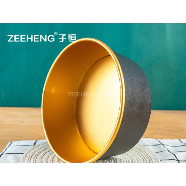 Premium Black Gold Foil Leakproof Food Grade Gold Paper Bowl with Matching PP PET Lid