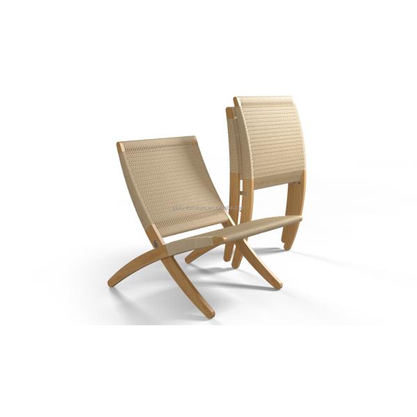 Dining Chair Nordic Lounge Solid Wood Chair Design Classical Woven Rope Non-Foldable