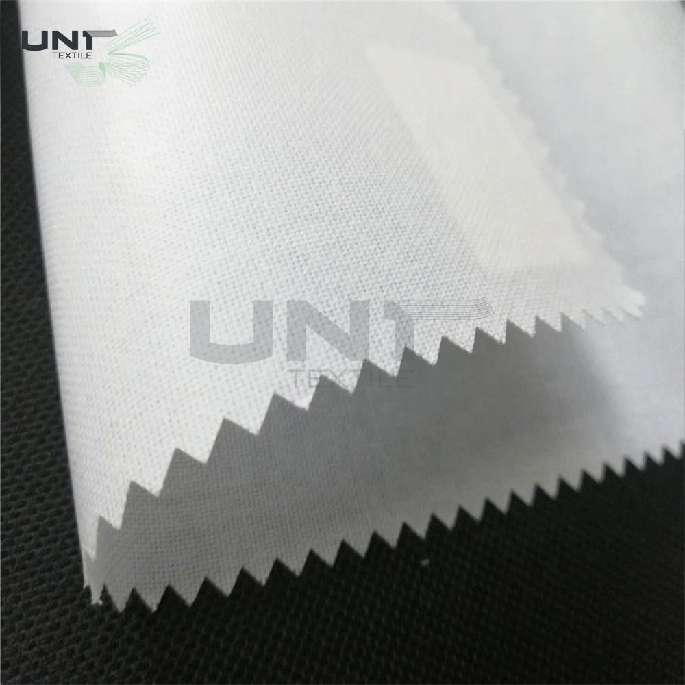 100% Cotton Hard Handfeeling HDPE Coating Cotton Fusible Interlining for Shirt Collar and Cuff Woven Fusible Interlining