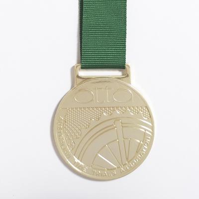 Customized Stamping Brass Medal With Lanyard Silver Plated Time Trial Association