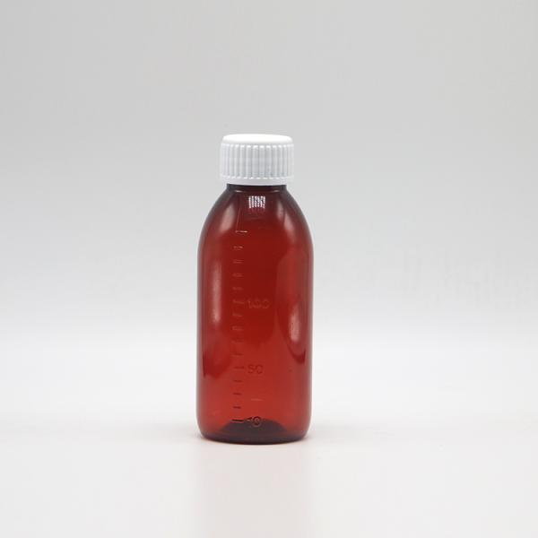 Bouteille de sirop en PET vide brun/ambre/transparent avec bouchon à vis anti-altération