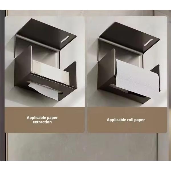 Modern Design Wall Mounted Toilet Paper Holder in Aluminum Gun Gray for Roll Paper