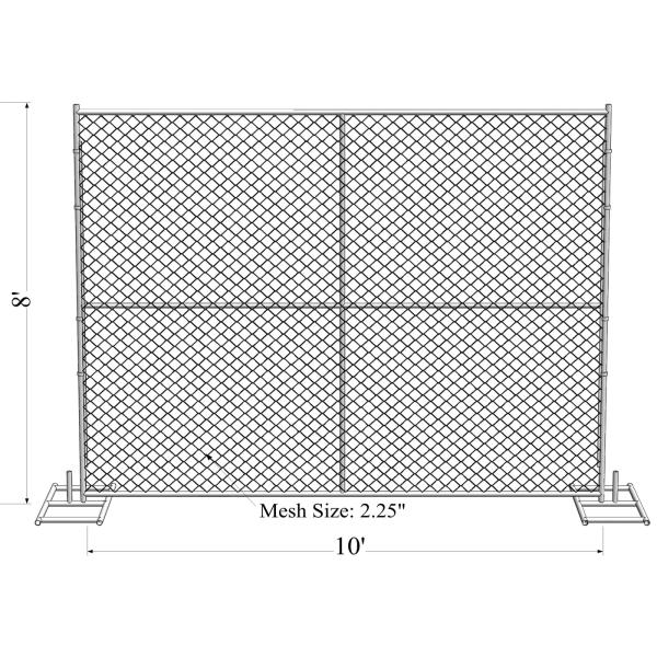 8'x14' chain link fence panels pipe 41.2mm chain link mesh 57mm x 57mm x 3.00mm hot dipped galvanized  2 oz/ft2 610 g/m