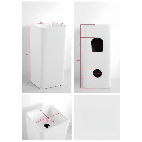Modern Rectangular Ceramic Pedestal Wash Basin for Home Hotel and Restaurant Bathroom